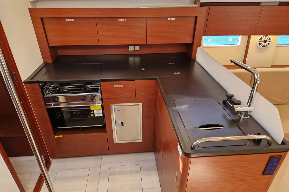 Galley of Nuvola, a Hanse 410 sailboat at Dubrovnik, Croatia
