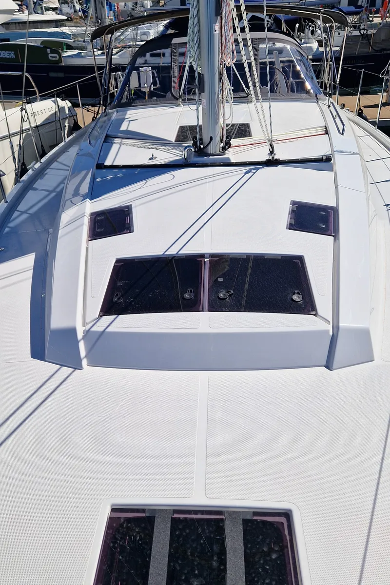 Deck of Nuvola, a Hanse 410 sailboat at Dubrovnik, Croatia