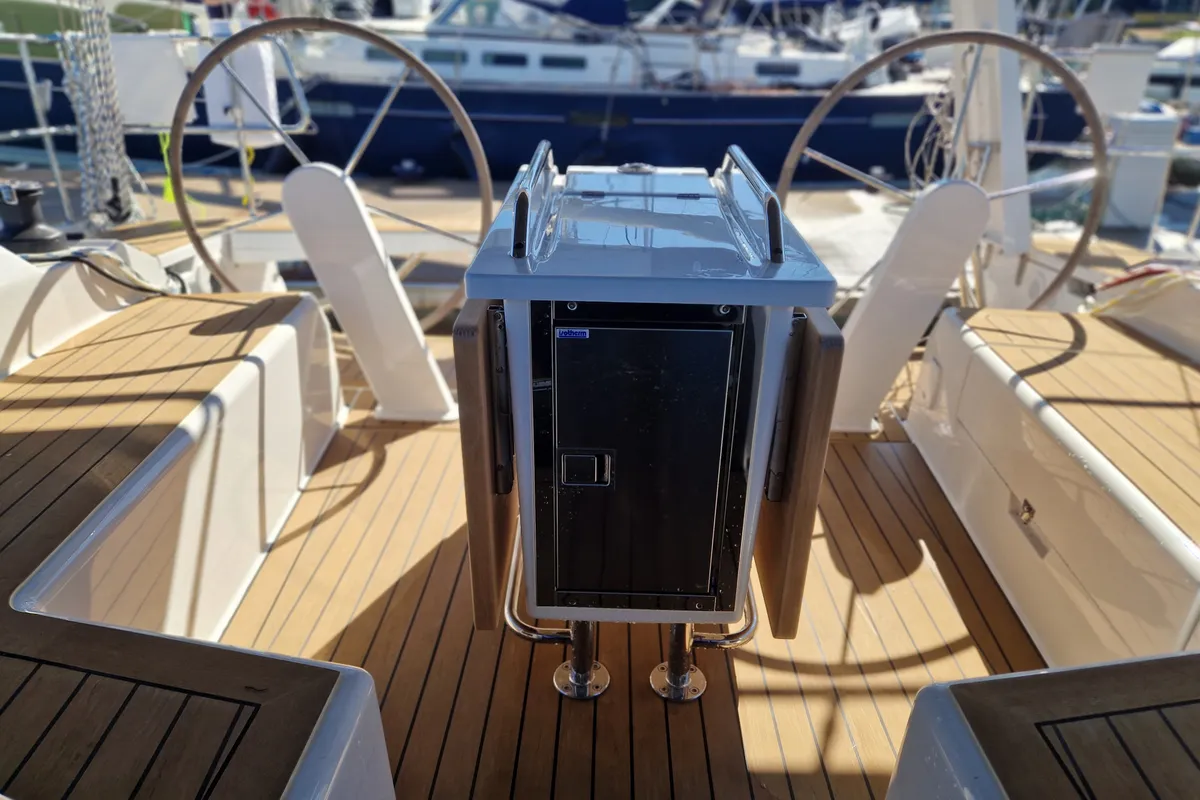 Cockpit of Nuvola, a Hanse 410 sailboat at Dubrovnik, Croatia