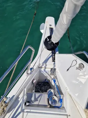 Deck of Nuvola, a Hanse 410 sailboat at Dubrovnik, Croatia