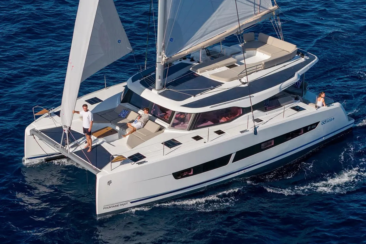 Magic Hour, a Fountaine Pajot FP 44 Quatuor catamaran at Road Town, British Virgin Islands