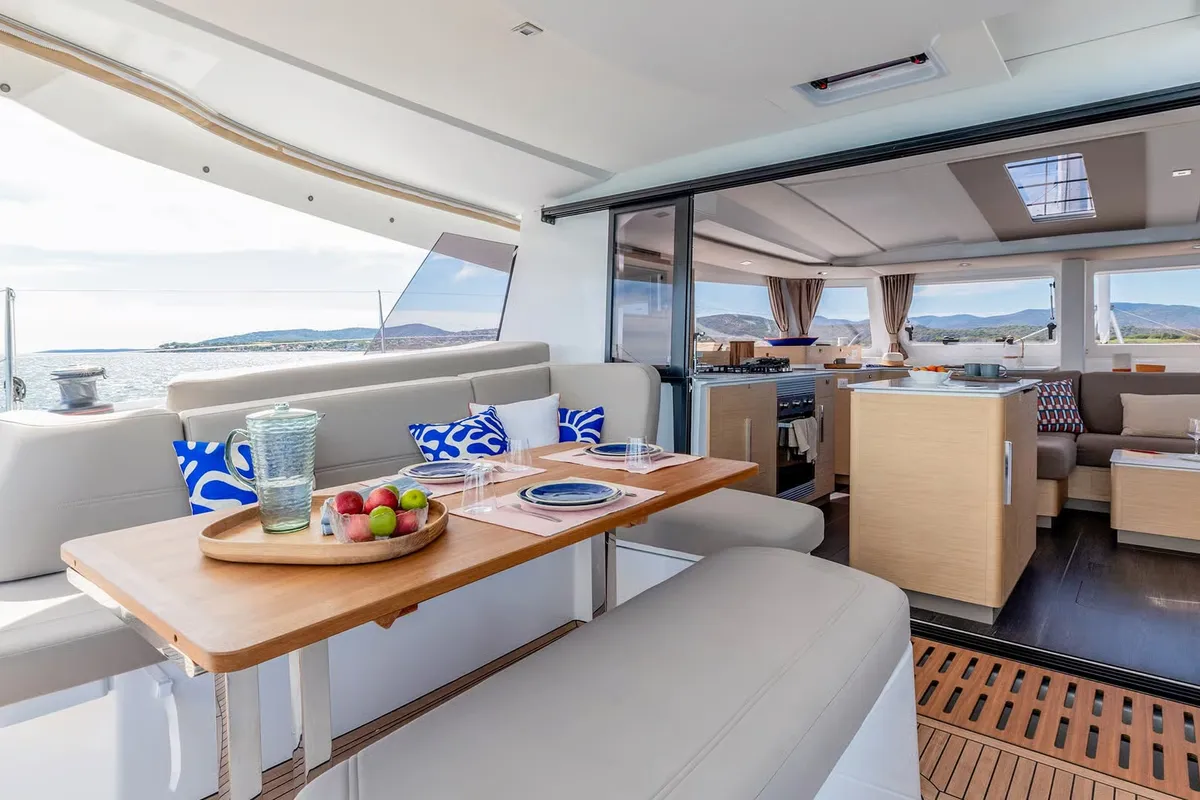 Magic Hour, a Fountaine Pajot FP 44 Quatuor catamaran at Road Town, British Virgin Islands