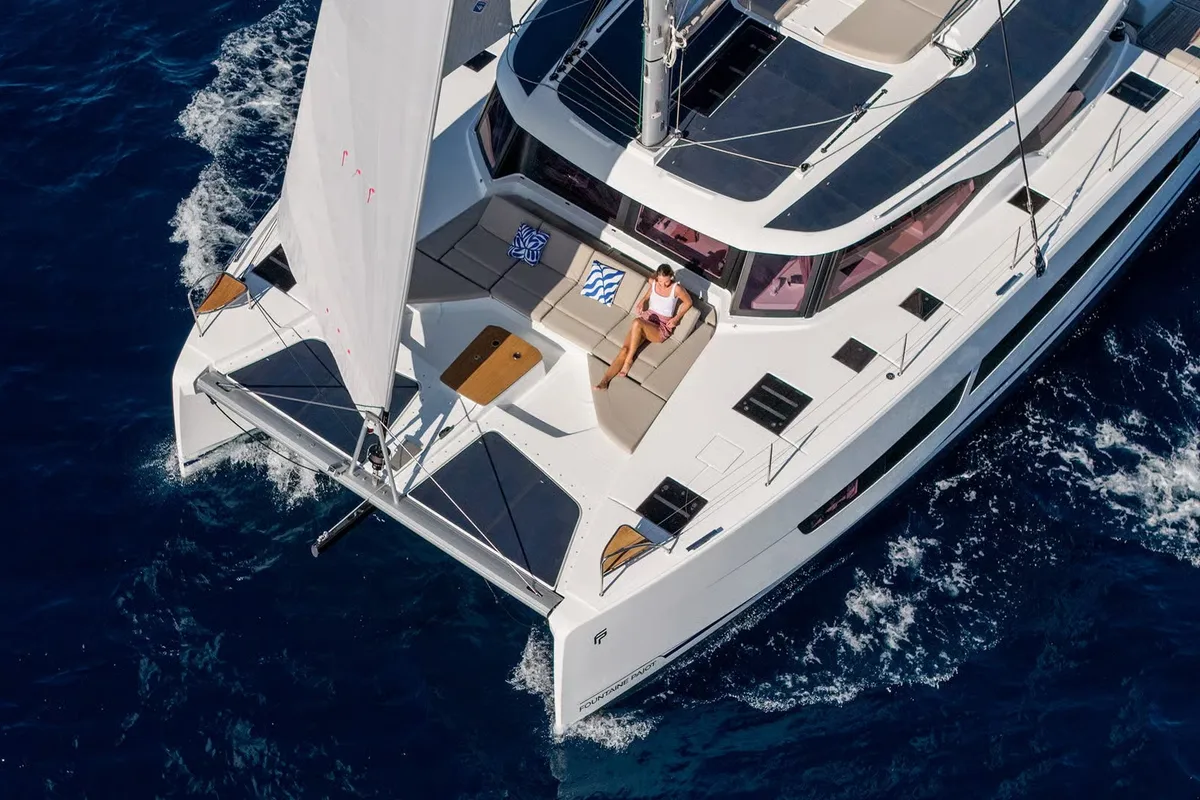 Magic Hour, a Fountaine Pajot FP 44 Quatuor catamaran at Road Town, British Virgin Islands