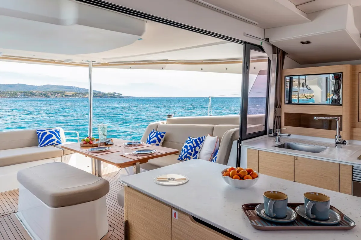 Magic Hour, a Fountaine Pajot FP 44 Quatuor catamaran at Road Town, British Virgin Islands