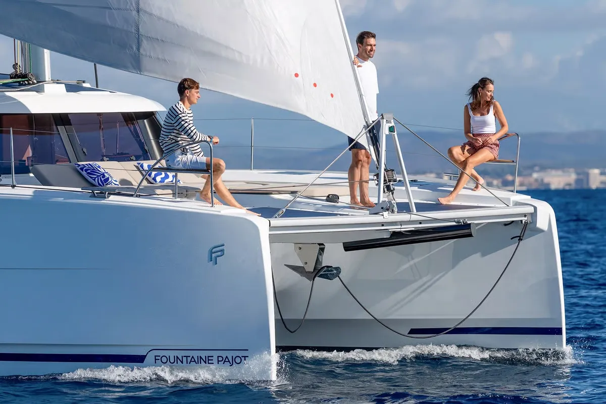 Magic Hour, a Fountaine Pajot FP 44 Quatuor catamaran at Road Town, British Virgin Islands