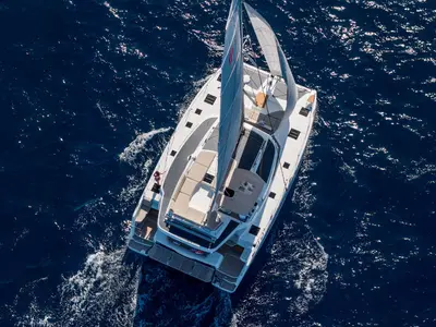 Magic Hour, a Fountaine Pajot FP 44 Quatuor catamaran at Road Town, British Virgin Islands