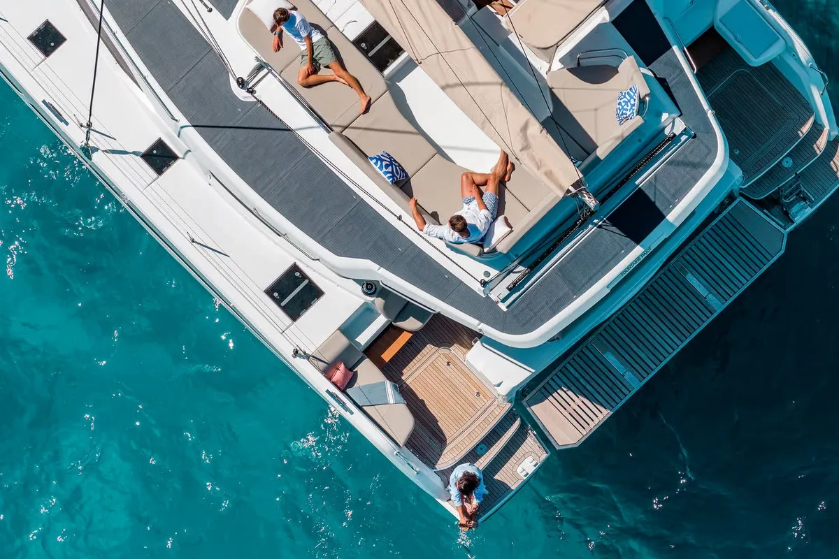 Magic Hour, a Fountaine Pajot FP 44 Quatuor catamaran at Road Town, British Virgin Islands