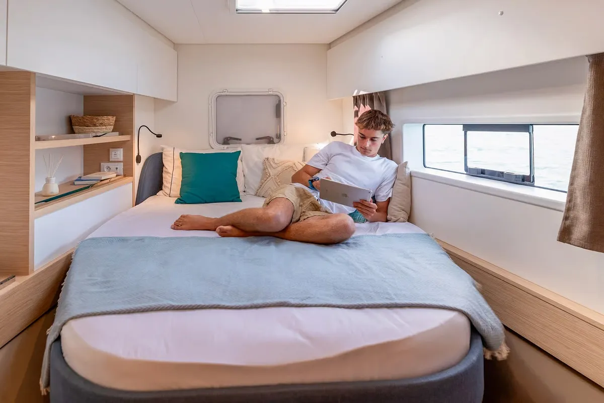 Magic Hour, a Fountaine Pajot FP 44 Quatuor catamaran at Road Town, British Virgin Islands