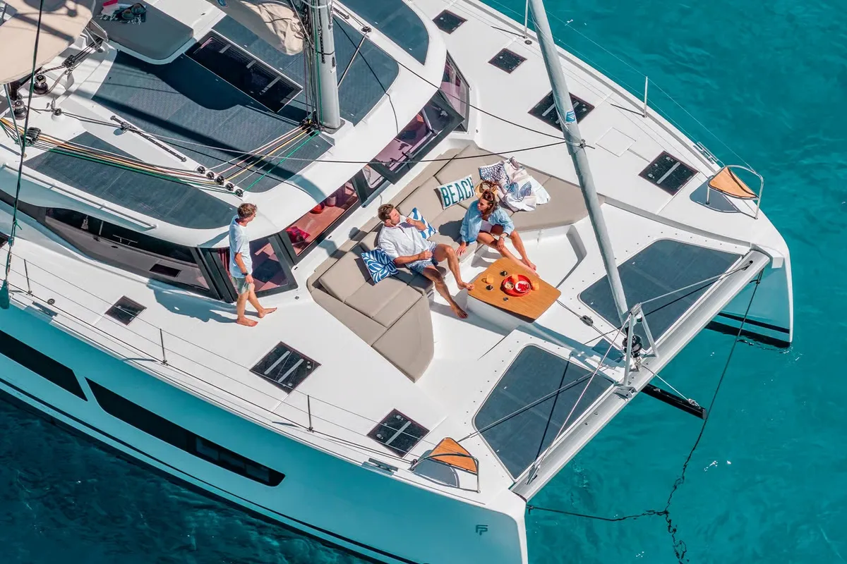 Magic Hour, a Fountaine Pajot FP 44 Quatuor catamaran at Road Town, British Virgin Islands