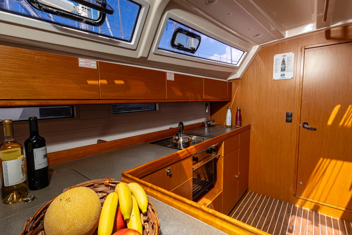 Galley of Wanderlust, a Bavaria Cruiser 46 sailboat at Municipal Unit of Palairos, Greece