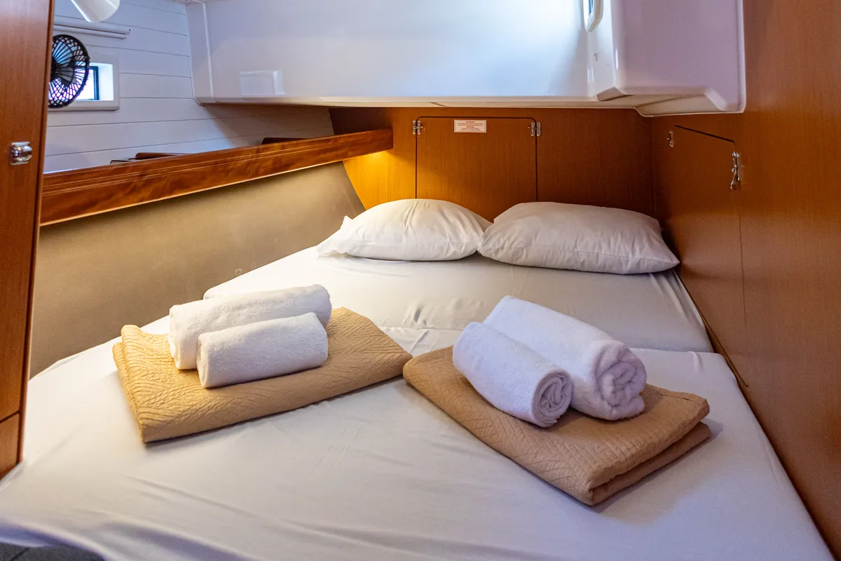 Cabin on Wanderlust, a Bavaria Cruiser 46 sailboat at Municipal Unit of Palairos, Greece