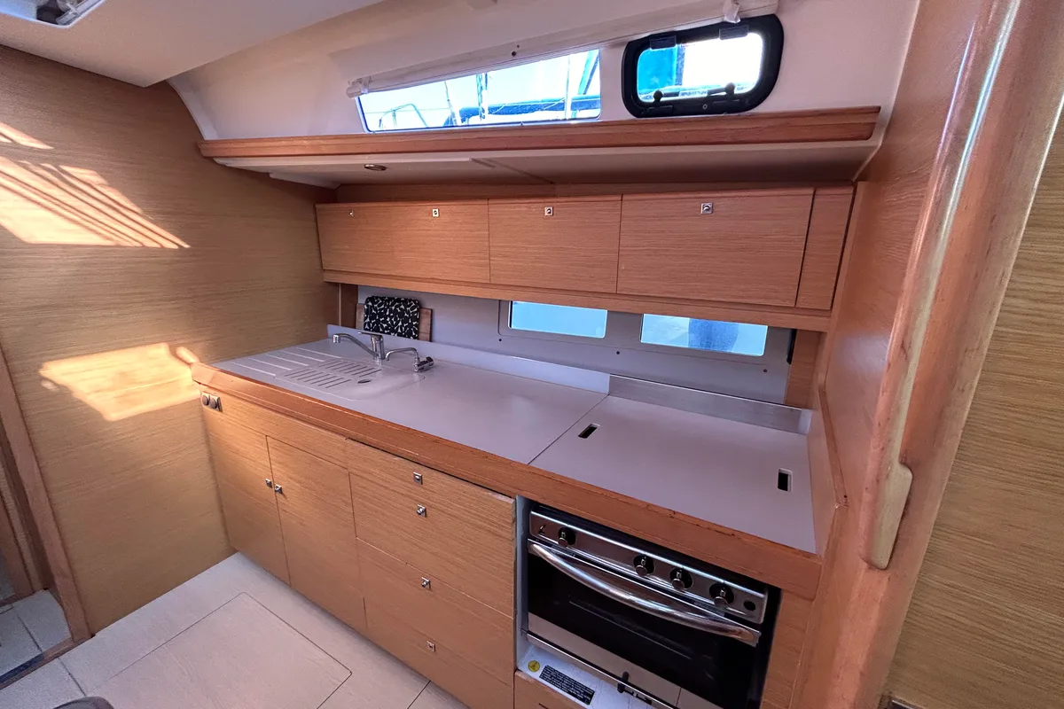 Galley of Tango I, a Dufour 460 GL sailboat at Kontokali, Greece