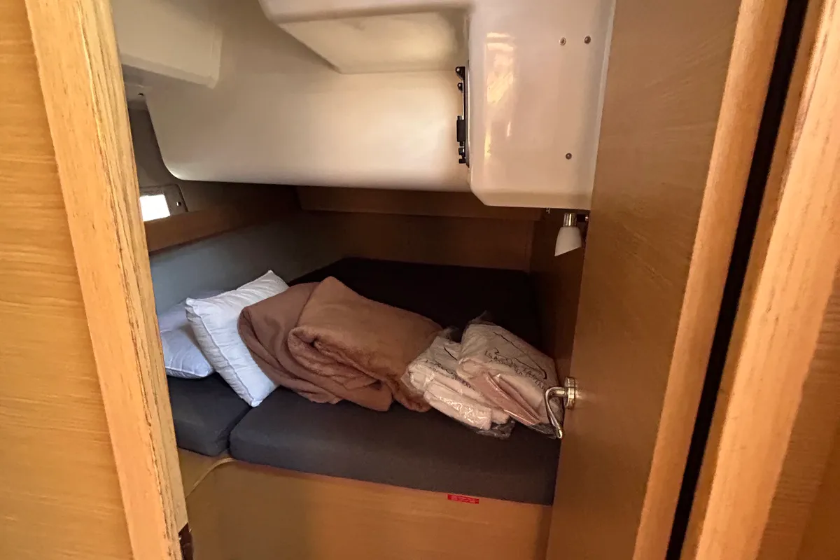 Cabin on Tango I, a Dufour 460 GL sailboat at Kontokali, Greece