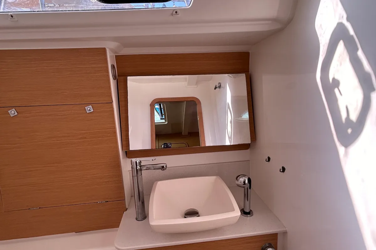 Head on Tango I, a Dufour 460 GL sailboat at Kontokali, Greece
