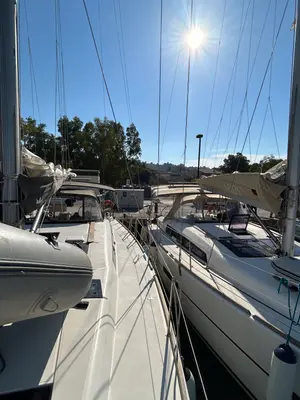 Deck of Tango I, a Dufour 460 GL sailboat at Kontokali, Greece