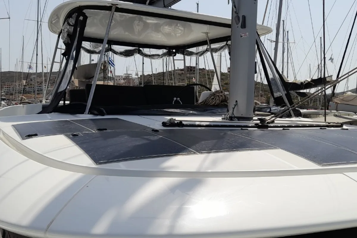 Free Bird II, a Lagoon 46 OW catamaran at Lavrion, Greece