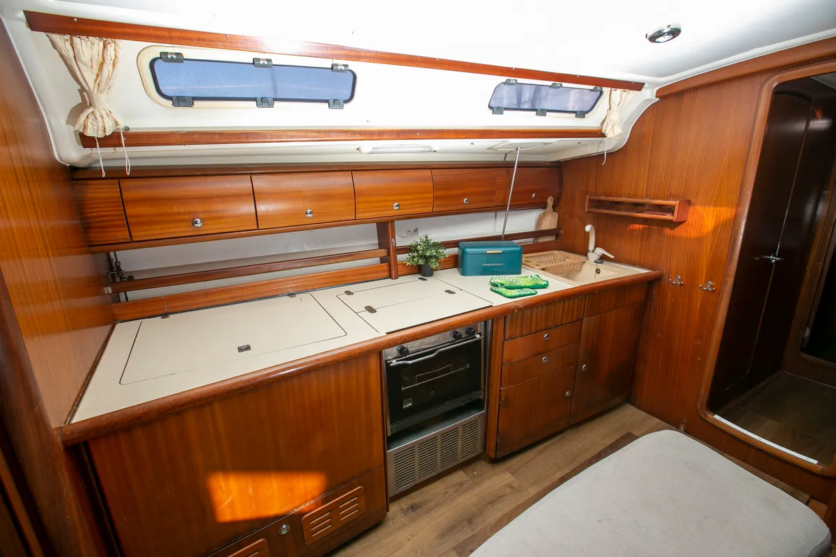 Galley of Calypso, a Bavaria 44 sailboat at Keramoti, Greece