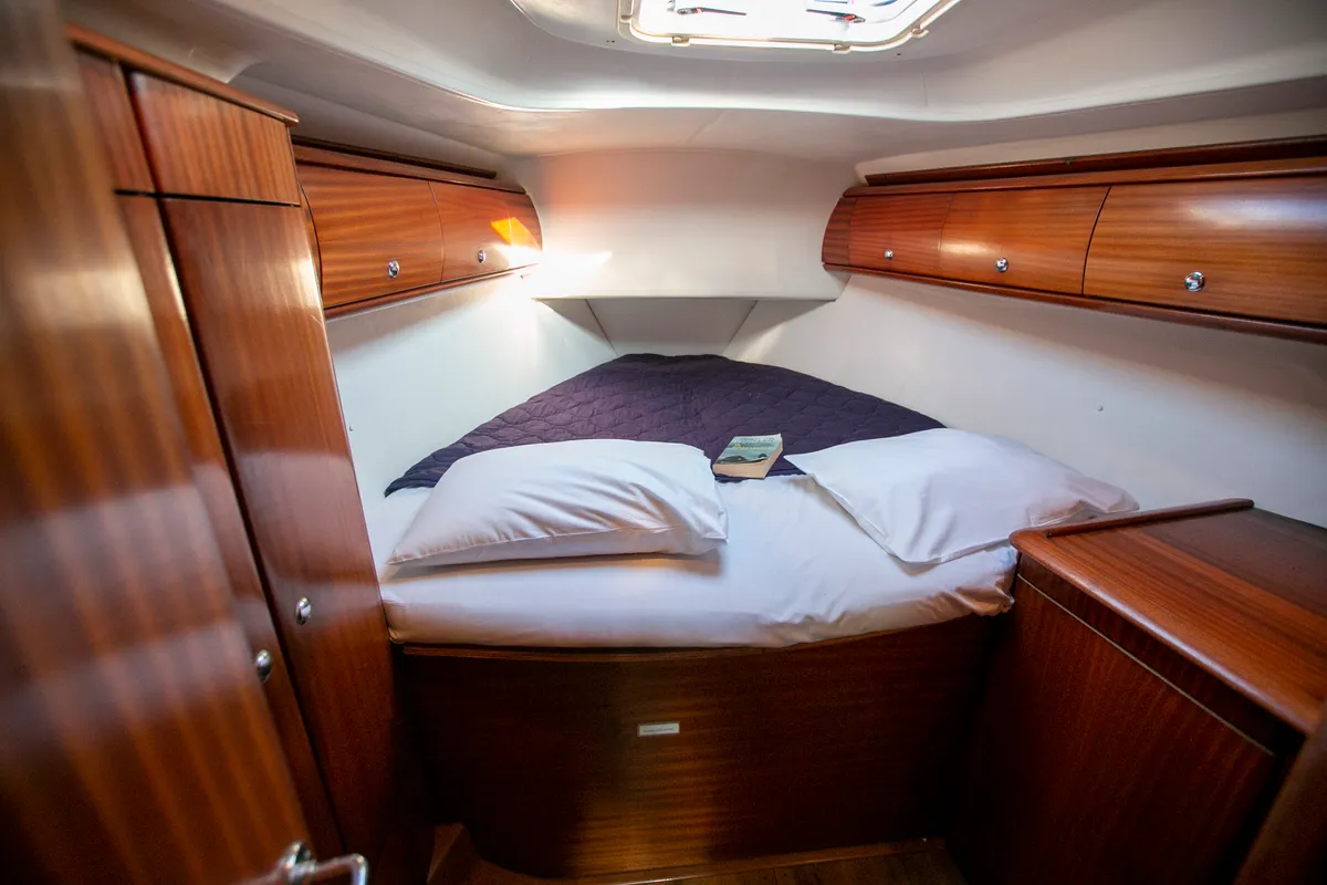 Cabin on Calypso, a Bavaria 44 sailboat at Keramoti, Greece