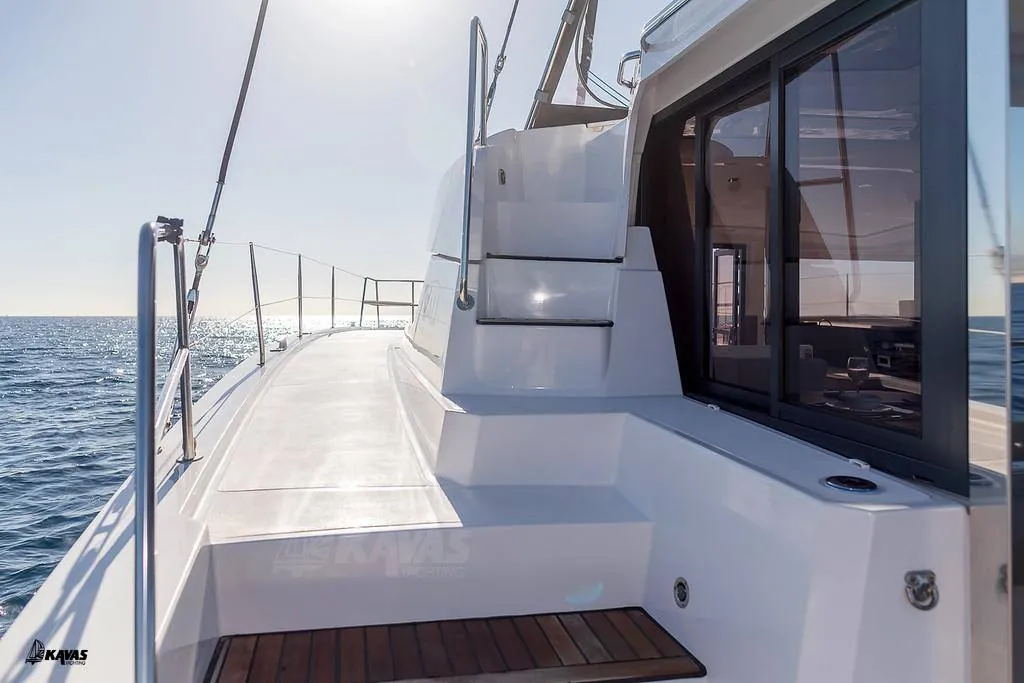Deck of Kos 42.7, a Bali 4.2 catamaran at Municipal Unit of Lefkada, Greece