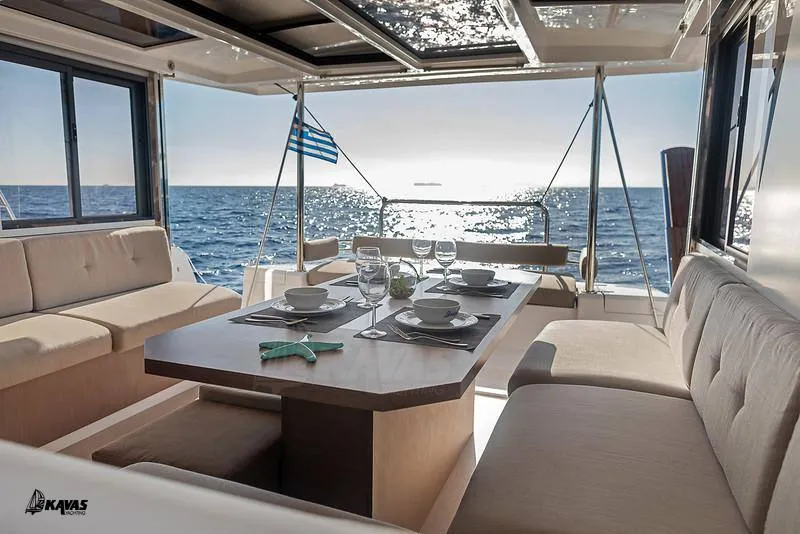 Deck of Kos 42.7, a Bali 4.2 catamaran at Municipal Unit of Lefkada, Greece