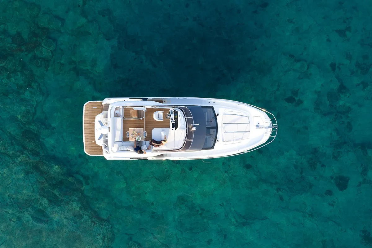 Exterior view of Mr. 77, a Prestige F4.3 motor yacht at Grad Kaštela, Croatia