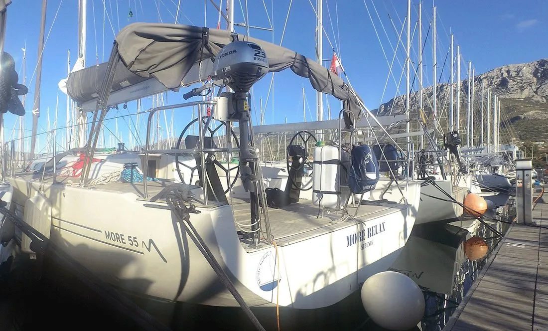 Cockpit of More Relax, a More 55 sailboat at Grad Kaštela, Croatia