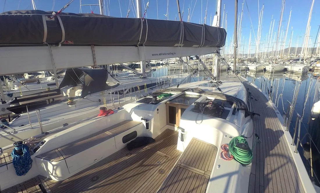 Deck of More Relax, a More 55 sailboat at Grad Kaštela, Croatia