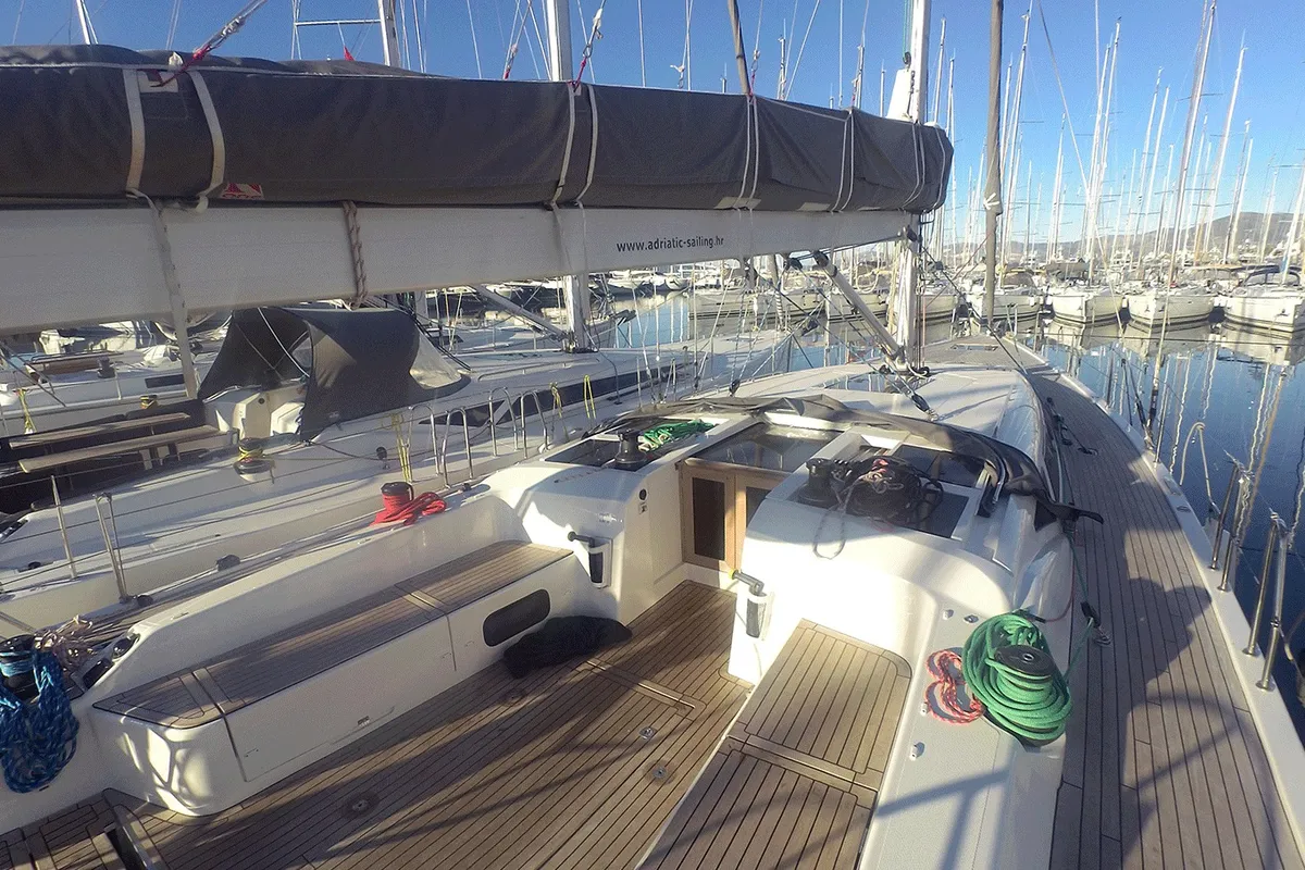 Deck of More Relax, a More 55 sailboat at Grad Kaštela, Croatia