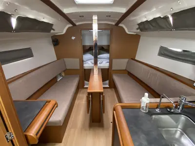 Salon of gemelli, a Jeanneau Sun Odyssey 349 sailboat at Trogir, Croatia