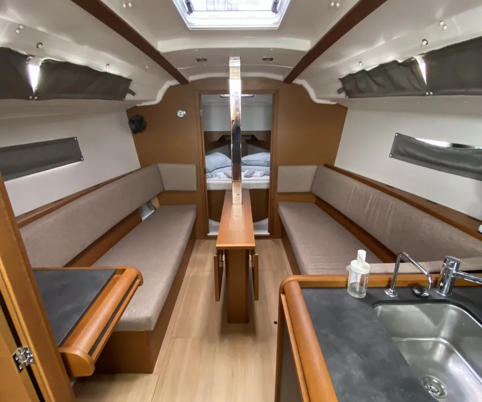 Salon of gemelli, a Jeanneau Sun Odyssey 349 sailboat at Trogir, Croatia