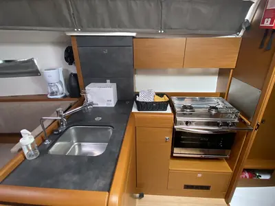 Galley of gemelli, a Jeanneau Sun Odyssey 349 sailboat at Trogir, Croatia