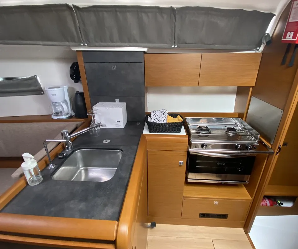 Galley of gemelli, a Jeanneau Sun Odyssey 349 sailboat at Trogir, Croatia