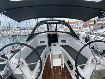 Cockpit of gemelli, a Jeanneau Sun Odyssey 349 sailboat at Trogir, Croatia