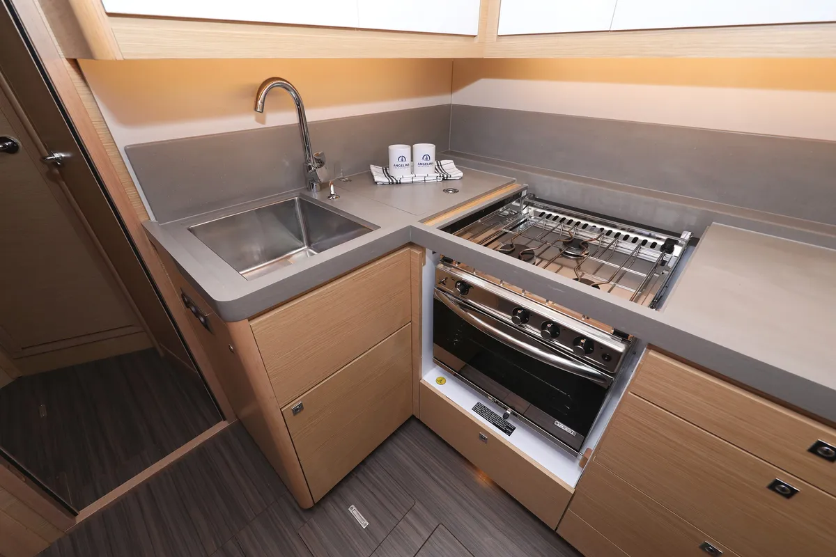 Galley of L'Albatros, a Dufour 470 sailboat at Grad Trogir, Croatia