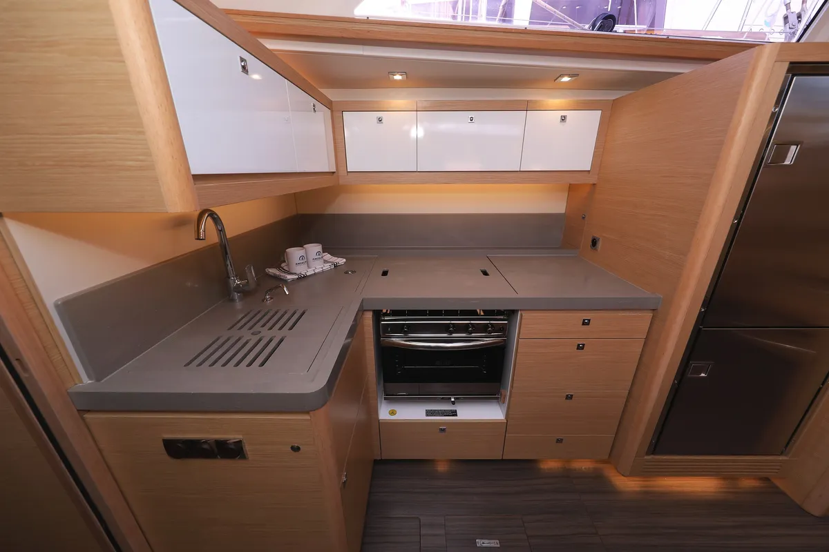 Galley of L'Albatros, a Dufour 470 sailboat at Grad Trogir, Croatia