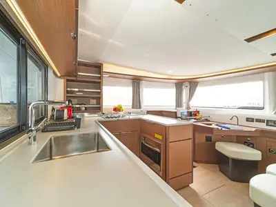 Galley of VA46, a Lagoon 46 catamaran at Athens, Greece