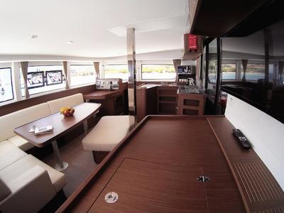 Salon of Lagoon 42, a catamaran at Athens, Greece