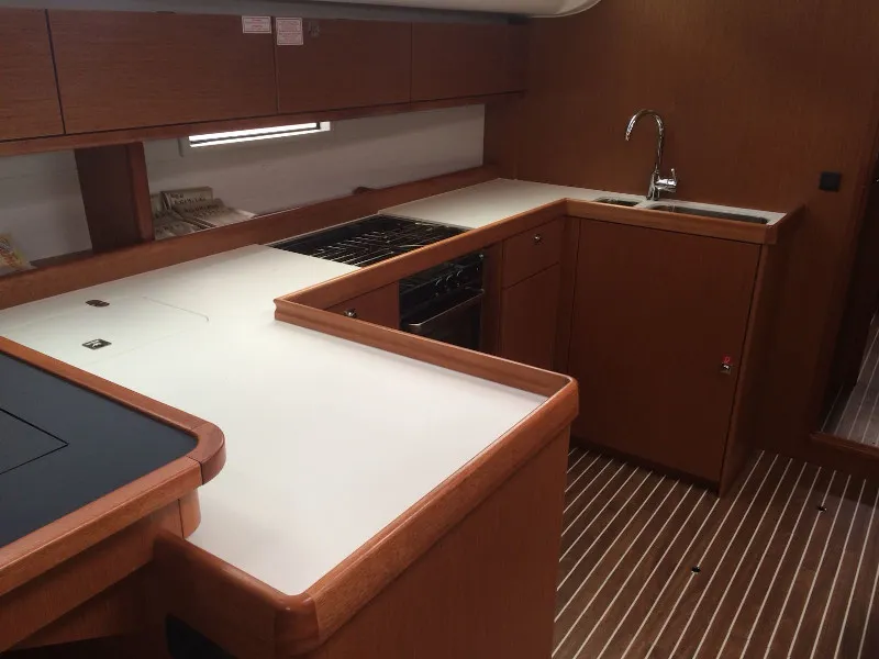 Galley of Marzia, a Bavaria Cruiser 51 sailboat at Cannigione, Italy