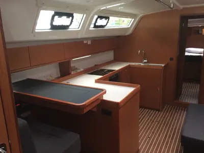 Galley of Marzia, a Bavaria Cruiser 51 sailboat at Cannigione, Italy