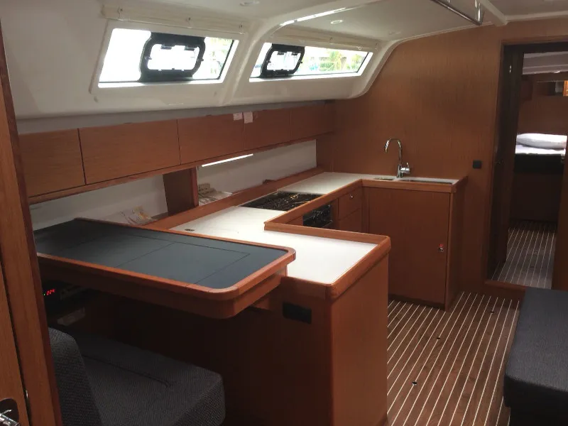 Galley of Marzia, a Bavaria Cruiser 51 sailboat at Cannigione, Italy