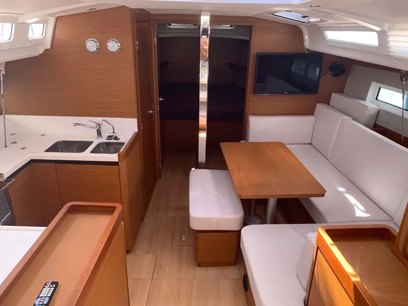 Salon of Jeanneau Sun Odyssey 440, a sailboat at Trogir, Croatia