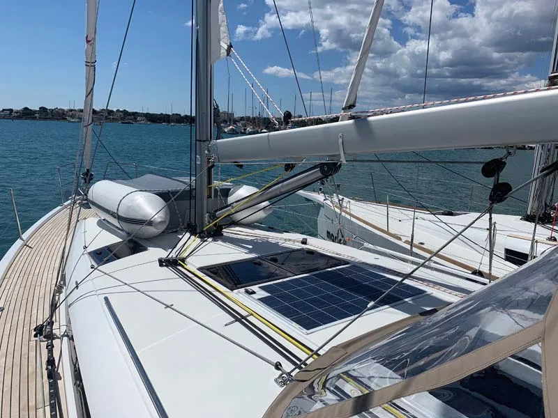 Deck of Jeanneau Sun Odyssey 440, a sailboat at Trogir, Croatia