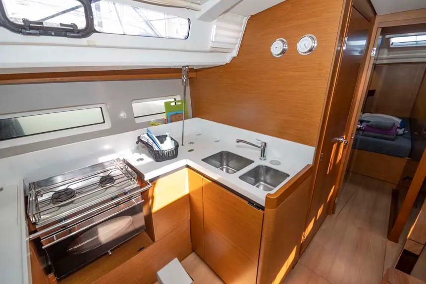 Cabin on Jeanneau Sun Odyssey 440, a sailboat at Trogir, Croatia