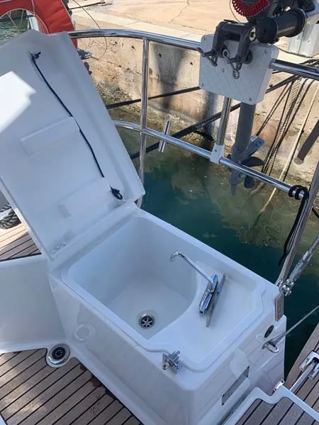 Cockpit of Jeanneau Sun Odyssey 440, a sailboat at Trogir, Croatia