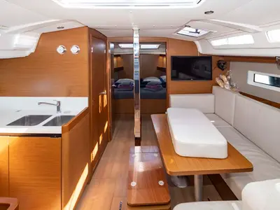 Galley of Jeanneau Sun Odyssey 440, a sailboat at Trogir, Croatia