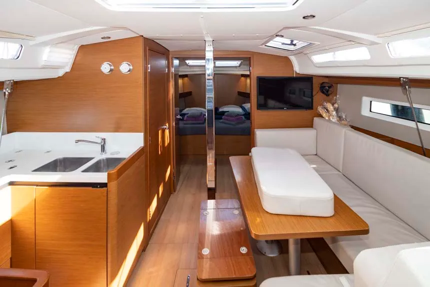 Galley of Jeanneau Sun Odyssey 440, a sailboat at Trogir, Croatia