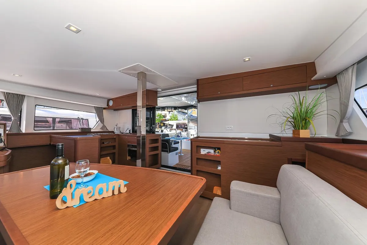 Salon of Emily, a Lagoon 42 catamaran at Grad Trogir, Croatia