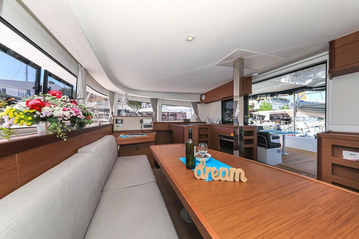 Salon of Emily, a Lagoon 42 catamaran at Grad Trogir, Croatia