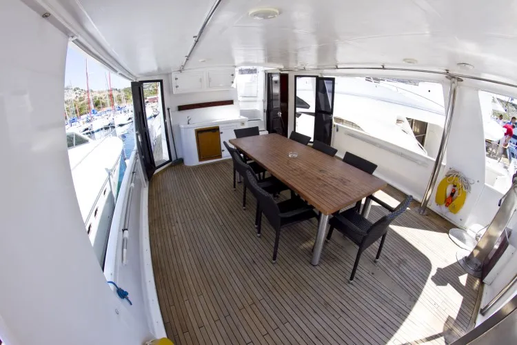 Deck of Viva La Libertad , a Staryacht 1940 motorboat at Primošten, Croatia