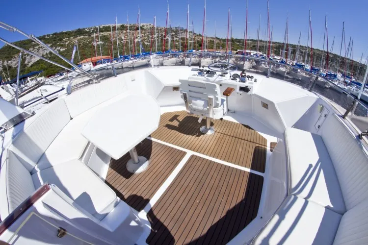 Deck of Viva La Libertad , a Staryacht 1940 motorboat at Primošten, Croatia